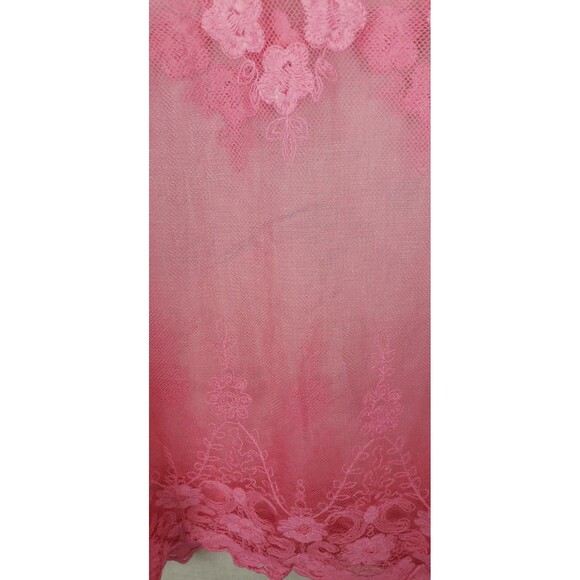 Love Stitch Blouse Top S Ombre Pink Tulle Floral Sheer Boho Etheral Fairycore - Picture 7 of 7